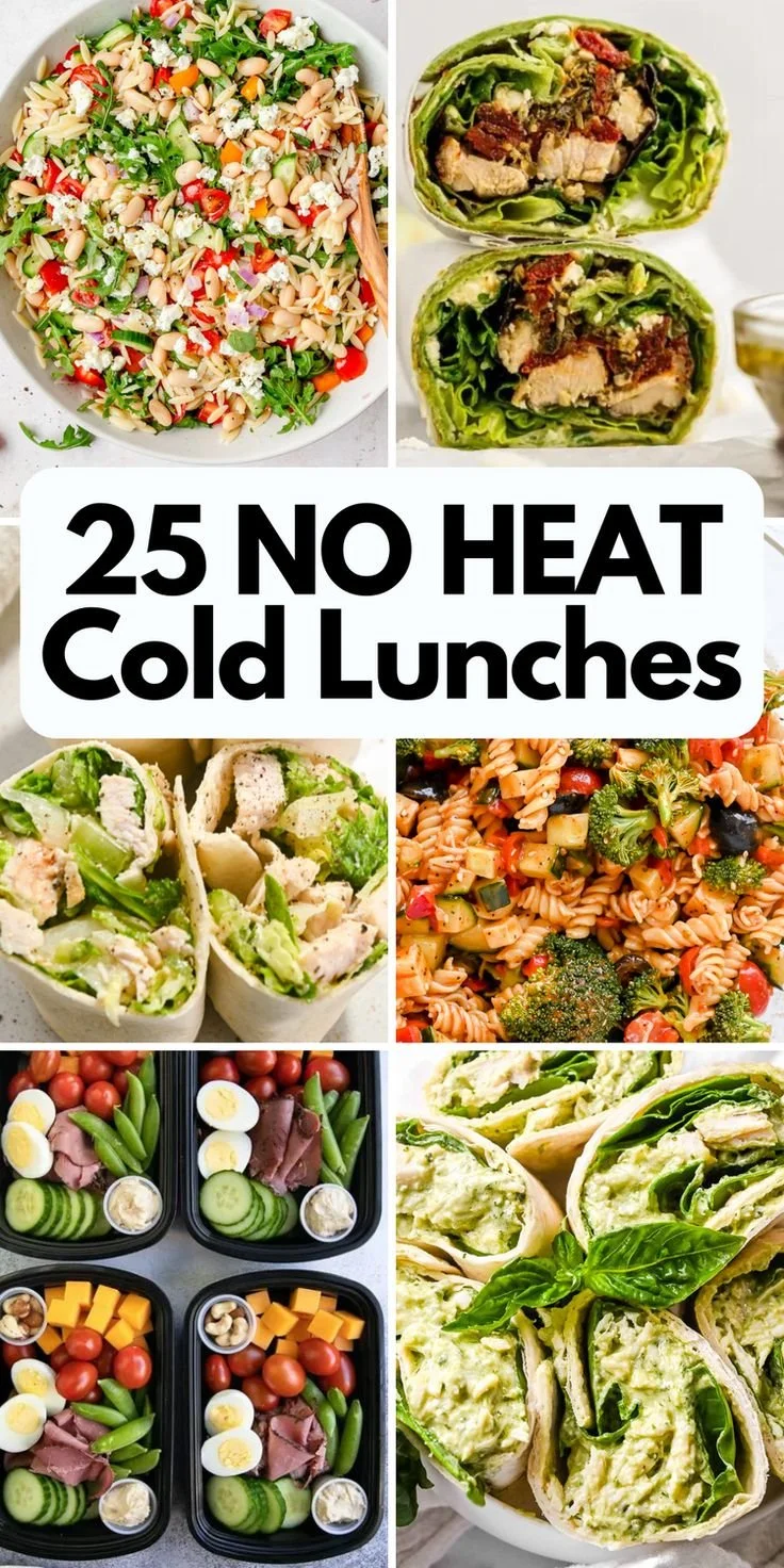 A selection of 25 no heat cold lunches for easy meal planning and summer dining
