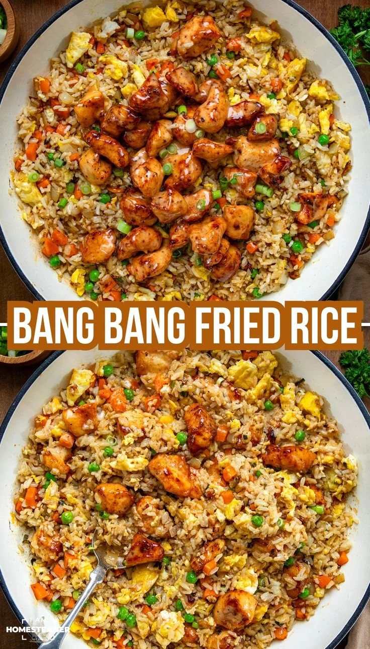 Bang Bang Fried Rice dish with colorful vegetables and spices