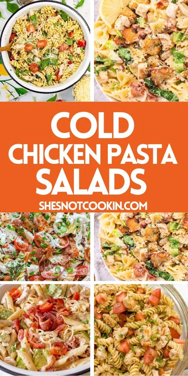 Delicious chicken pasta salad served in a bowl with fresh vegetables