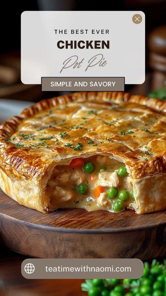 Delicious Chicken Pot Pie recipe from Naomi's Recipes, featuring tender chicken and veggies.