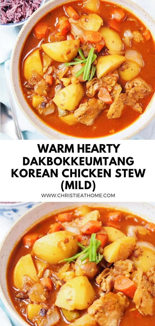 Delicious Dakbokkeumtang Korean chicken stew with vibrant vegetables