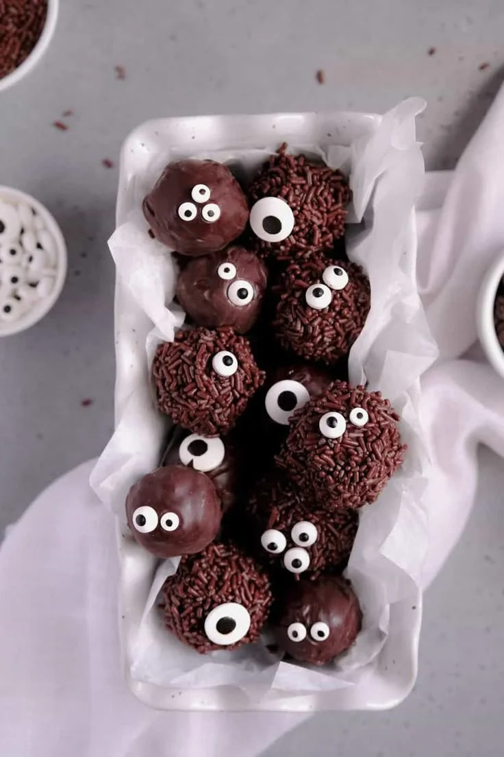 Delicious double chocolate brownie truffles displayed on a plate