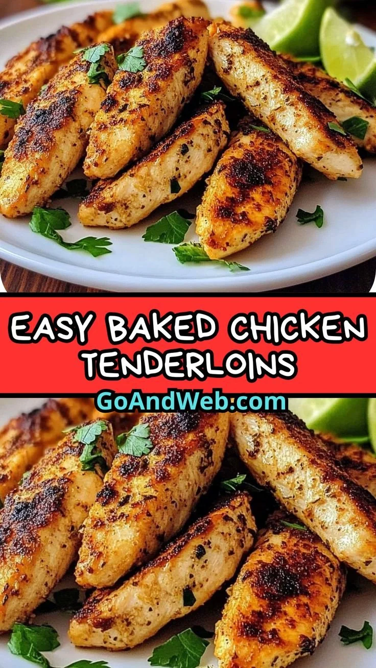 Juicy and flavorful baked chicken tenderloins on a plate