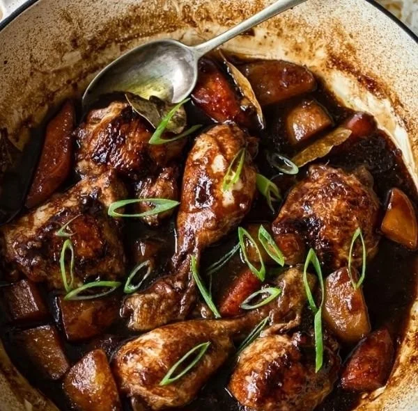 Delicious Filipino Chicken Adobo served with rice