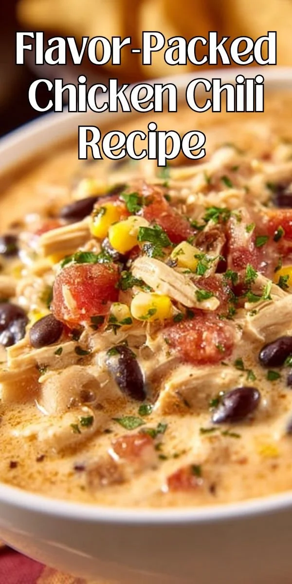 Flavor packed chicken chili in a crockpot, perfect for weeknight dinners.