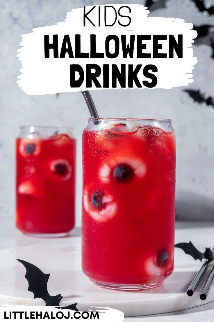 Colorful Halloween drinks for kids and teens at a festive Halloween party