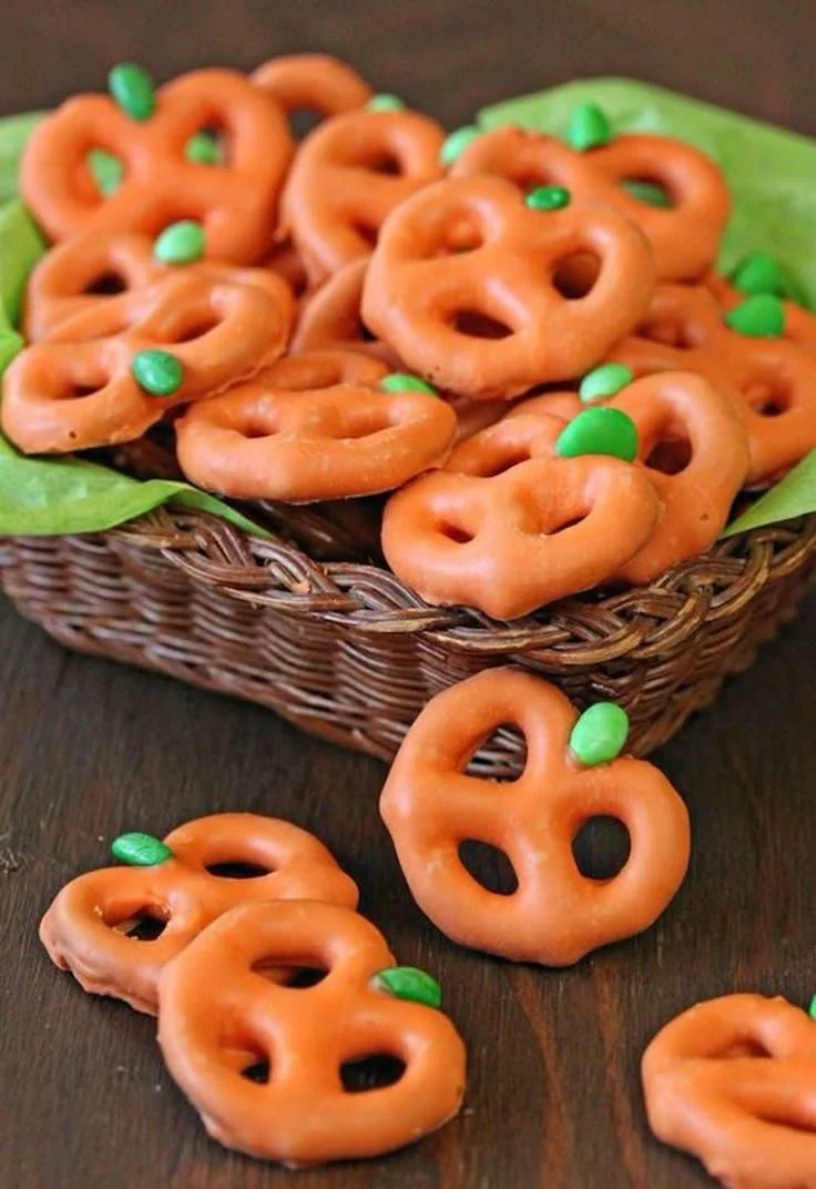Colorful Halloween snacks and pretzels for a spooky party