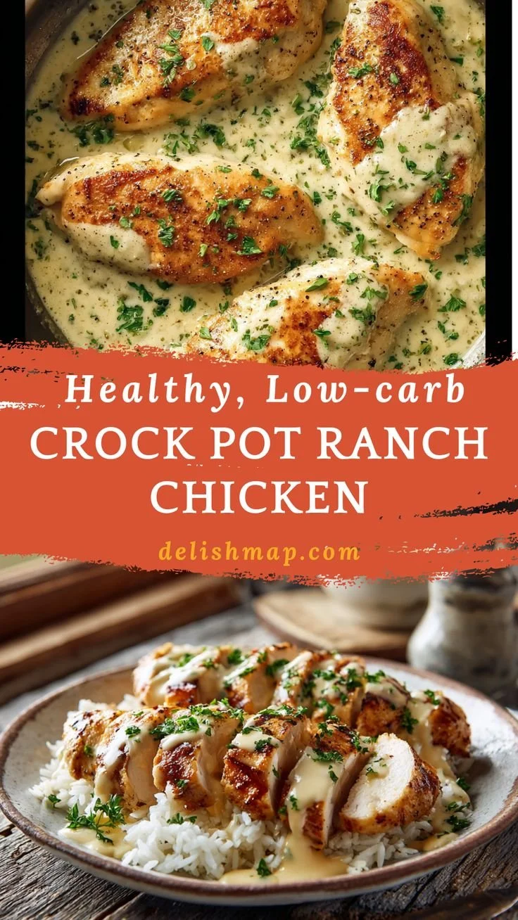 Healthy low carb Crock Pot Ranch Chicken dish served in a bowl