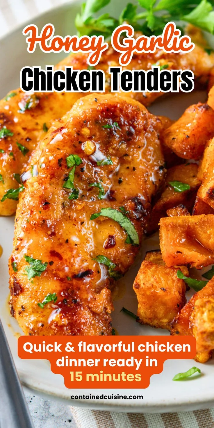 Delicious Honey Garlic Chicken Tenders served on a plate