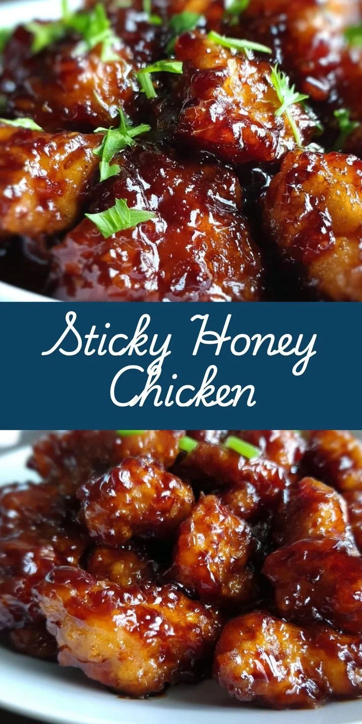 Honey glazed chicken bites with sticky sauce and Asian flavors