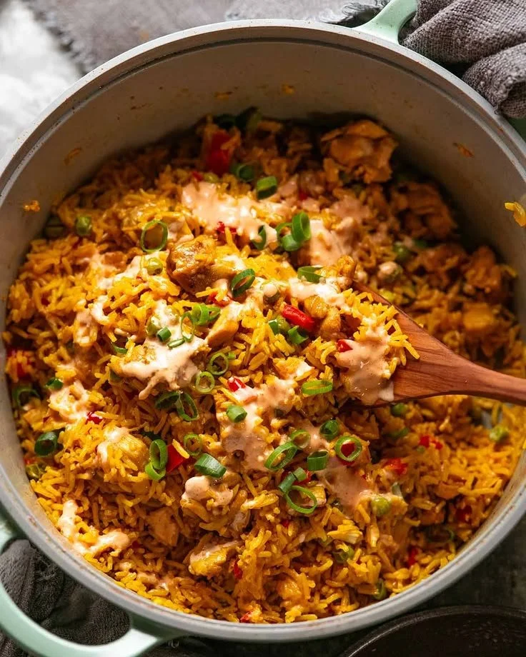 Nando's Portuguese chicken with rice in a vibrant one pot dish.