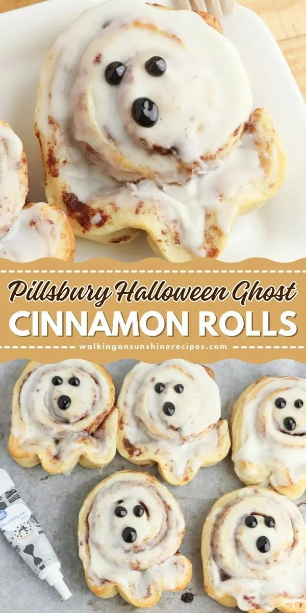 Pillsbury Halloween Ghost Cinnamon Rolls ready to be served