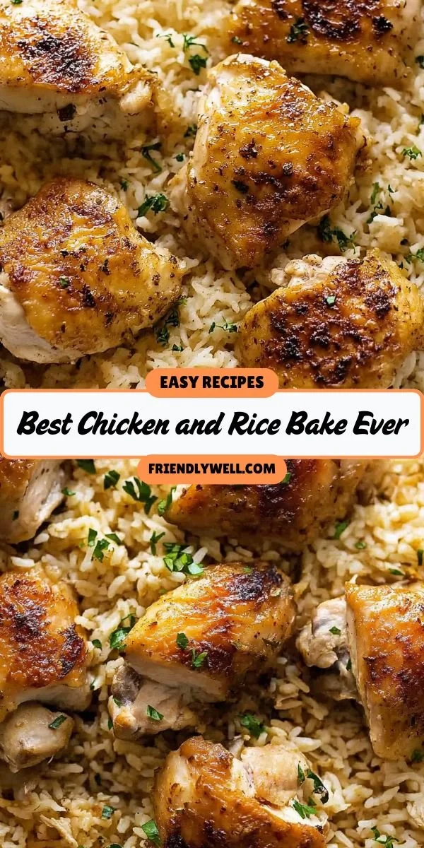 Quick oven baked chicken and rice served in a colorful dish for a simple dinner