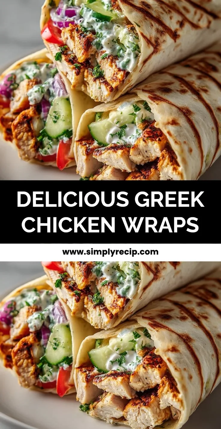 Delicious Greek chicken wraps ready for a quick and flavorful meal.