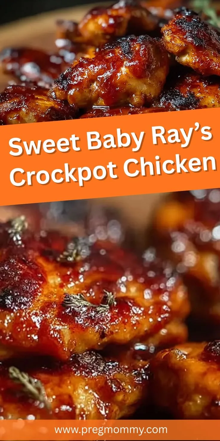Delicious Sweet Baby Ray's Crockpot Chicken served in a bowl