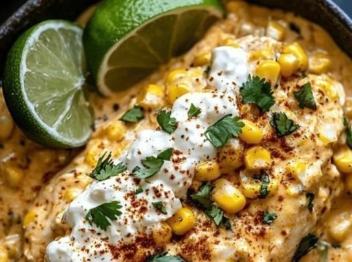 Ultimate slow cooker chicken with street corn recipe in a crock pot.